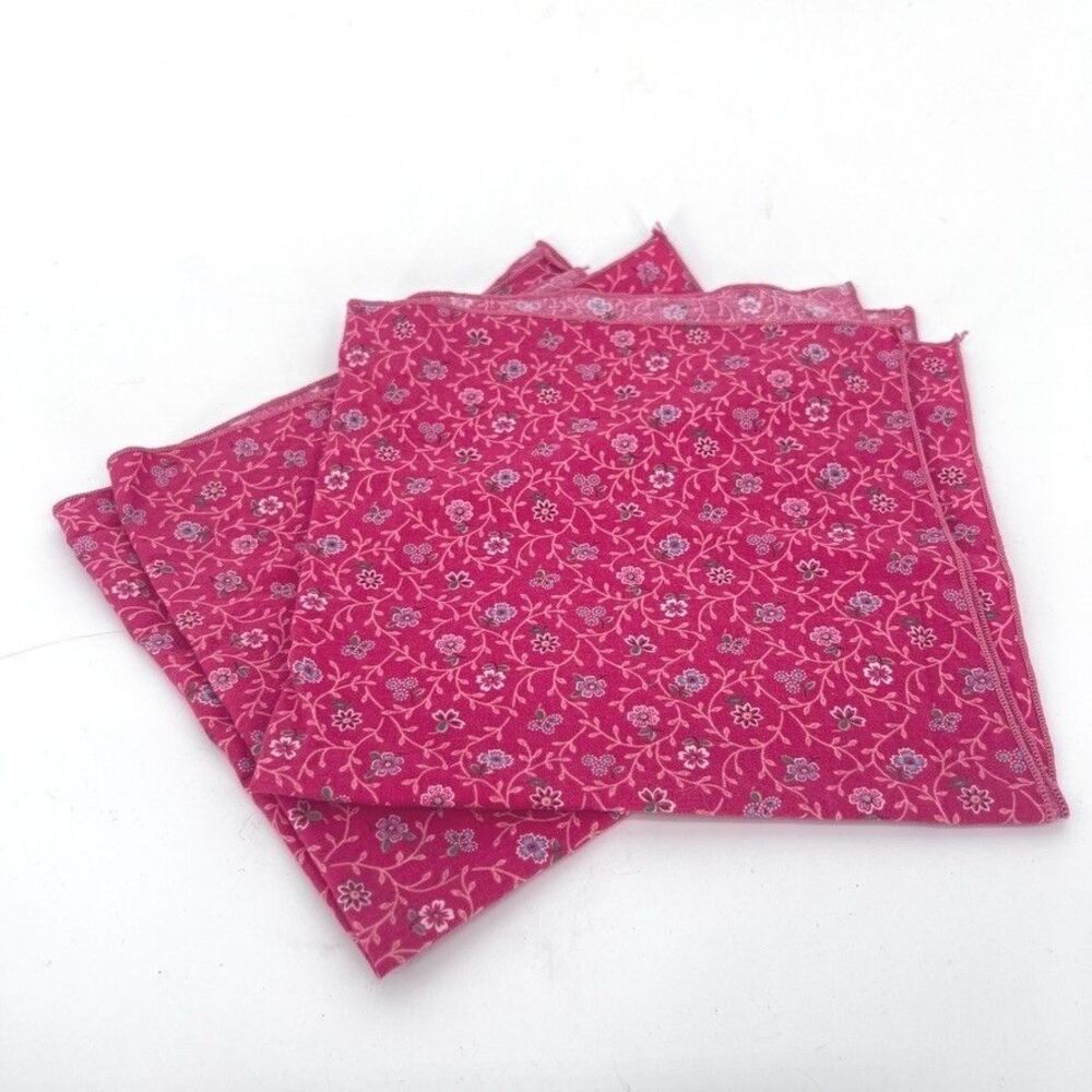 Floral Cottage Core Print Pink Cloth Napkins Set of 2 Feminine Whimsical Square